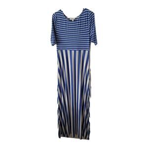 Matilda Jane Womens Small Striped Blue Road Ahead MAXI Dress Spring Picnic